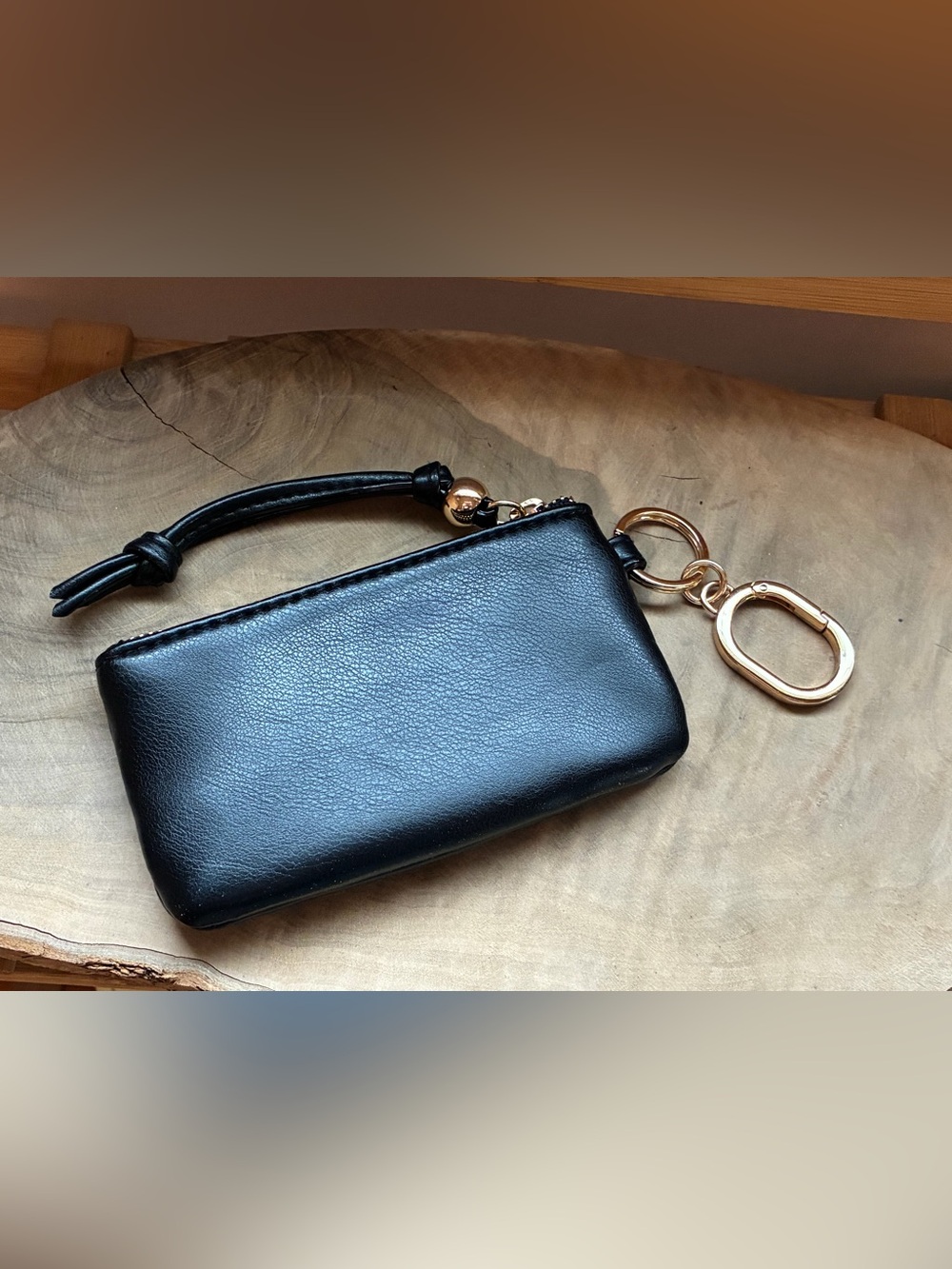 Victoria’s Secret Black Zipper Coin Pouch Keychain Bag Charm NWOT lipstick case
